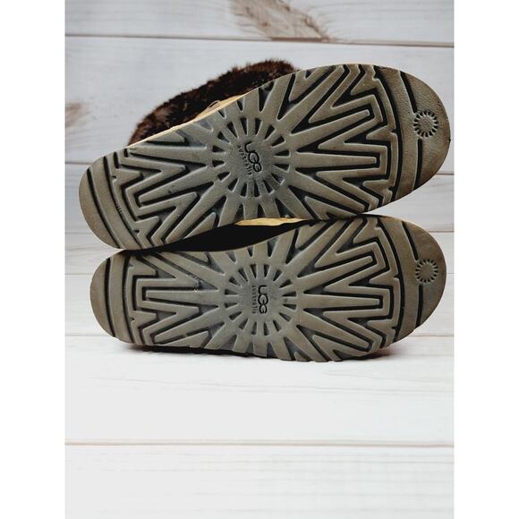 UGG Boots Australia Rosana Fur Cuff Style 1008044 Chestnut Wool Brown Boots Sz 7 - Picture 5 of 16